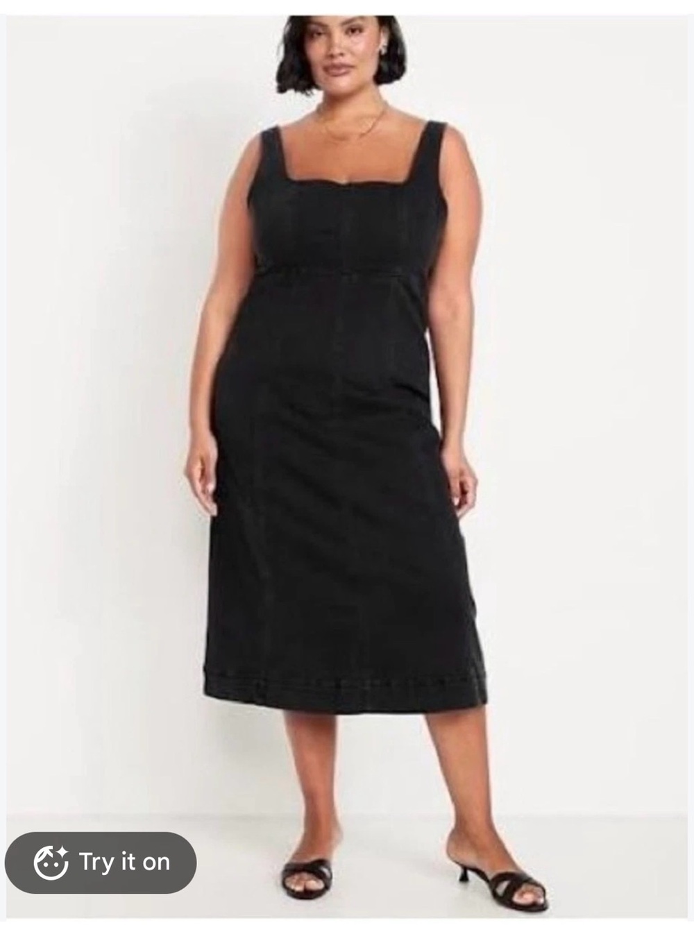 Old Navy Fit & Flare Sleeveless Denim Midi Dress Black Wash Size XL